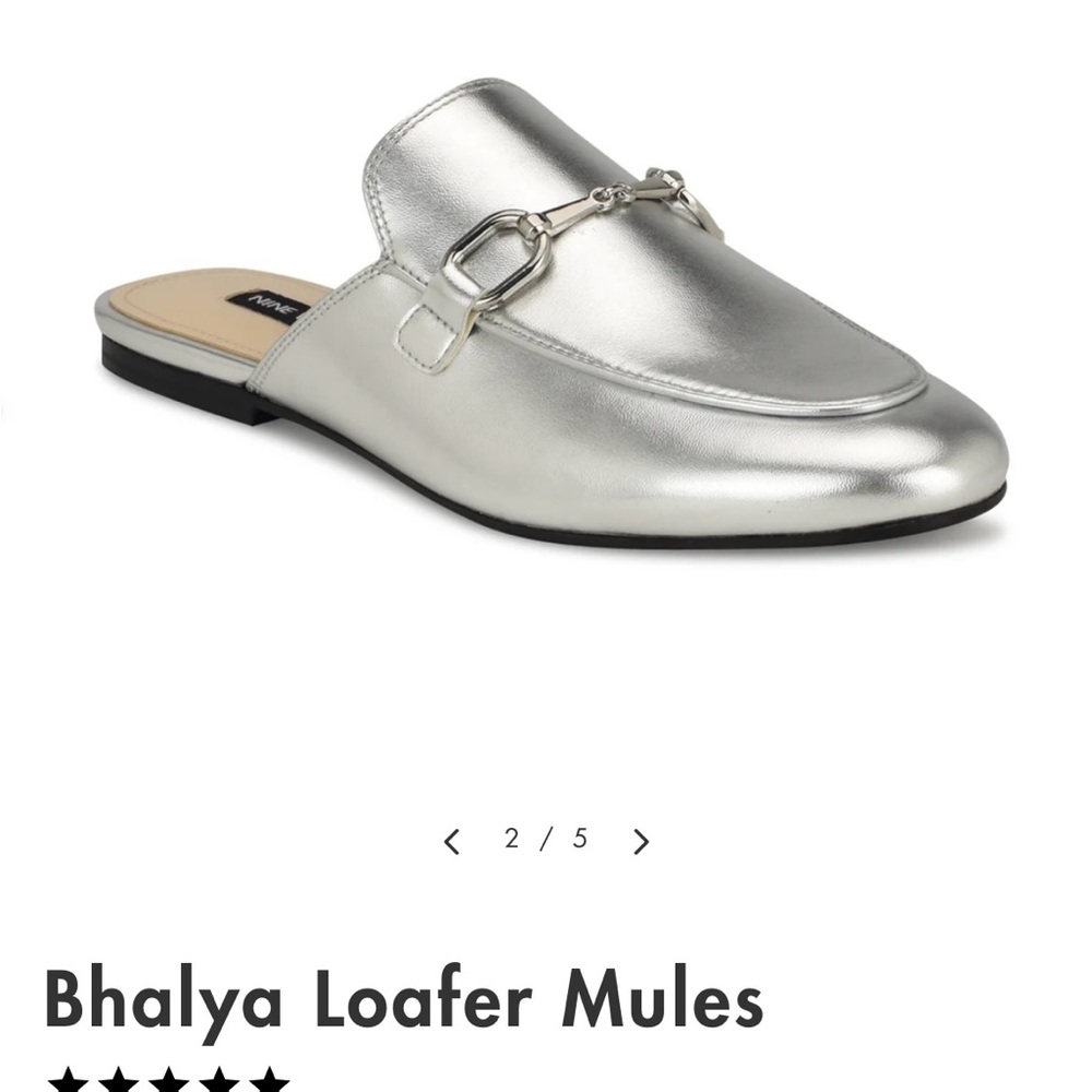 Nine West Bhalya Silver Mules, Size 8.5